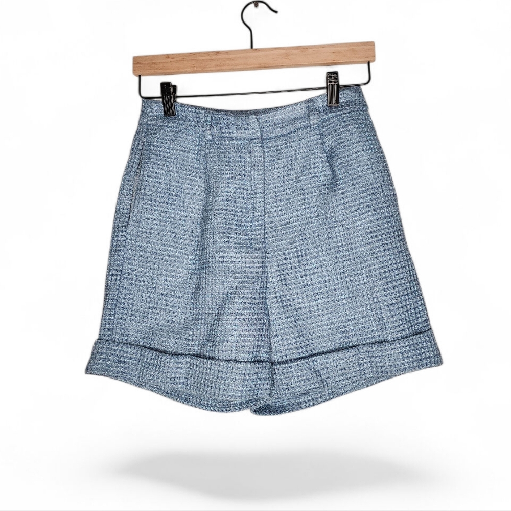 Forever 21 High Rise Tweed Shorts in Blue